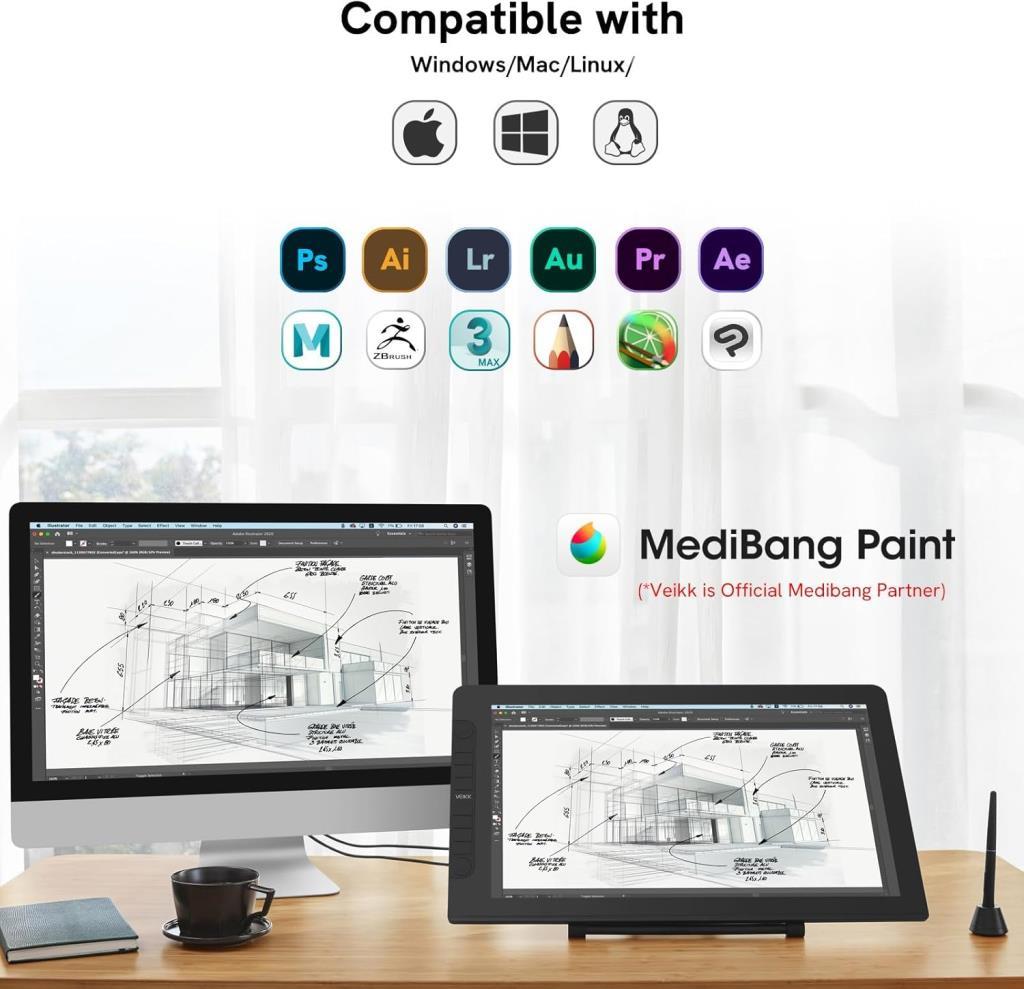 VEIKK Vk2200pro 21.5"IPS FHD Tam Lamine Ekran 8 Kısayol2 Scroll Tuşlu Sağ Sol El Grafik Tablet-TEŞHİR
