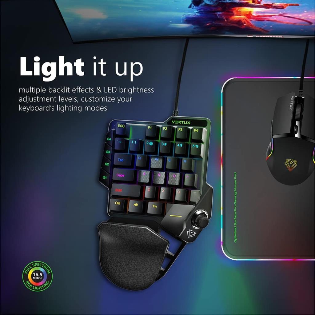 Vertux COMBAT - Oyuncu Tuş Takımı Tek Elle Kontrol Joystick destekli QuickStrike™ - Outlet