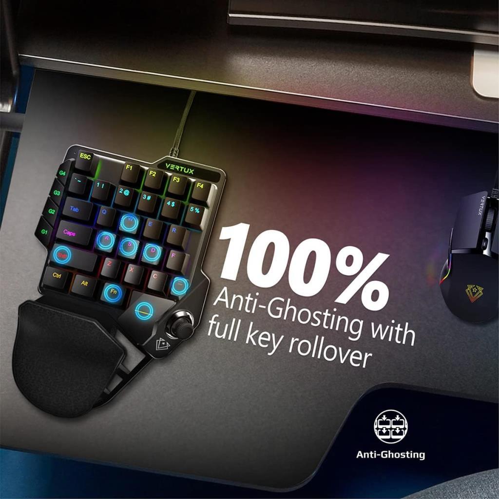 Vertux COMBAT - Oyuncu Tuş Takımı Tek Elle Kontrol Joystick destekli QuickStrike™ - Outlet