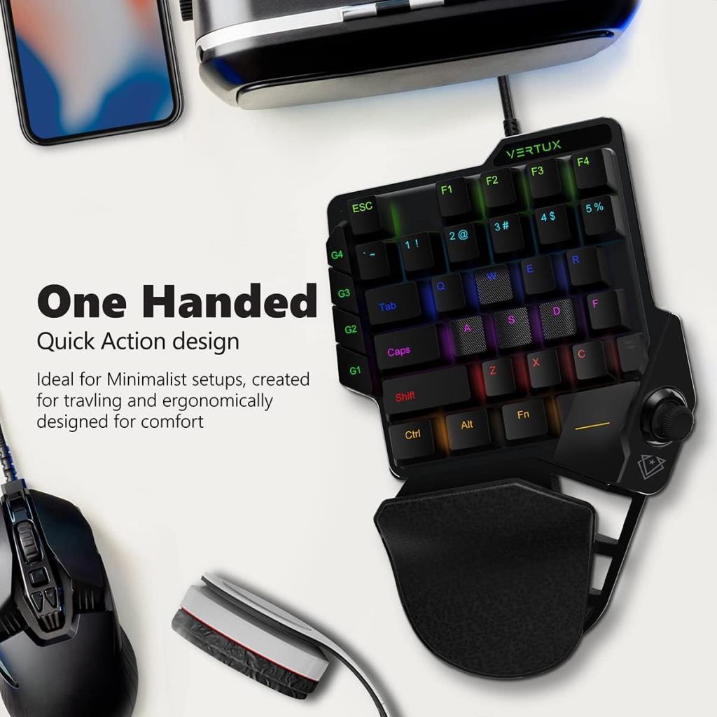 Vertux COMBAT - Oyuncu Tuş Takımı Tek Elle Kontrol Joystick destekli QuickStrike™ - Outlet