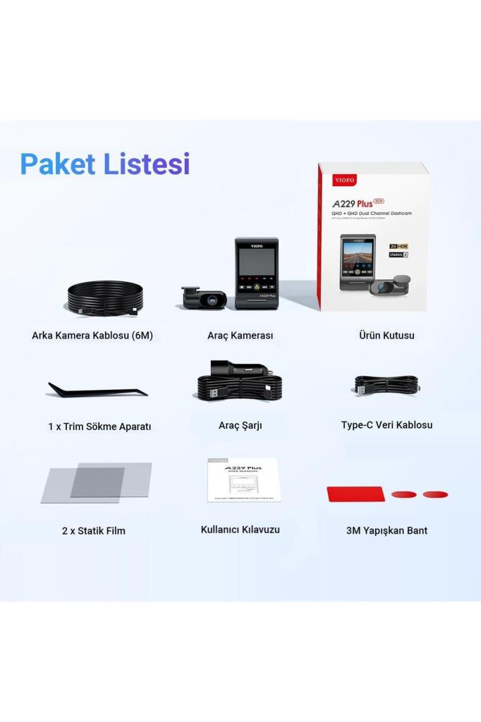 Viofo A229 Plus 2 Kameralı Araç Kamerası Seti Teşhir