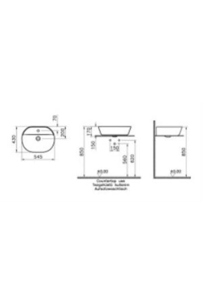 VitrA Geo 7428B001-0001 Oval Çanak Lavabo, 55 cm, Mat Beyaz