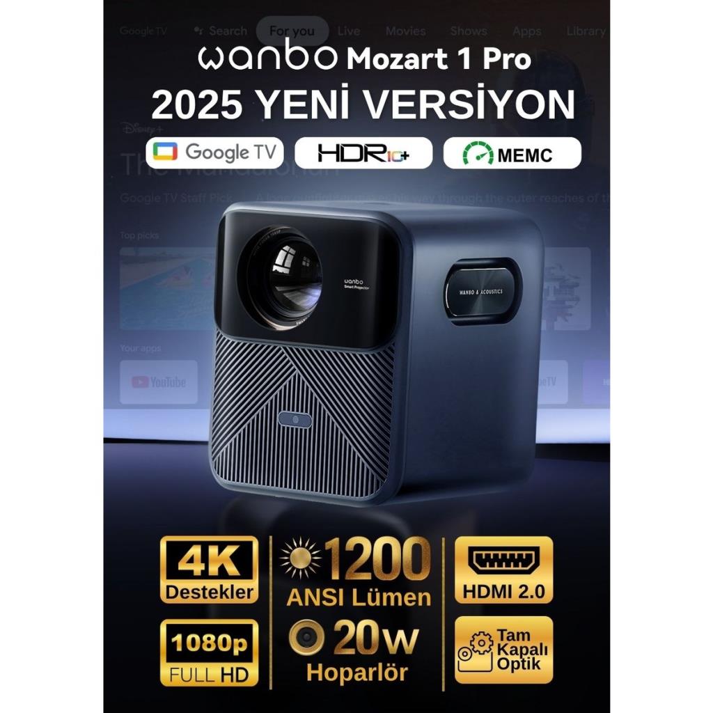 Wanbo Mozart 1 Pro 900 Lümen Full HD Wi-Fi Android LED Projeksiyon Cihazı