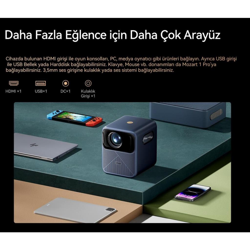 Wanbo Mozart 1 Pro 900 Lümen Full HD Wi-Fi Android LED Projeksiyon Cihazı