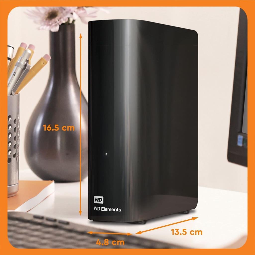 منفذ USB 3.0 خارجي سعة 10 تيرابايت من Western Digital Elements Desktop WDBWLG0100HBK مقاس 3.5 بوصة