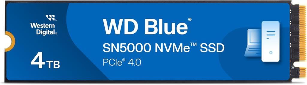 Western Digital Blue SN5000 NVMe SSD M.2 2280 4 TB (5.000 MB/sn'ye kadar okuma 4.000 MB/sn'ye kadar yazma) - WDS400T4B0E Outlet