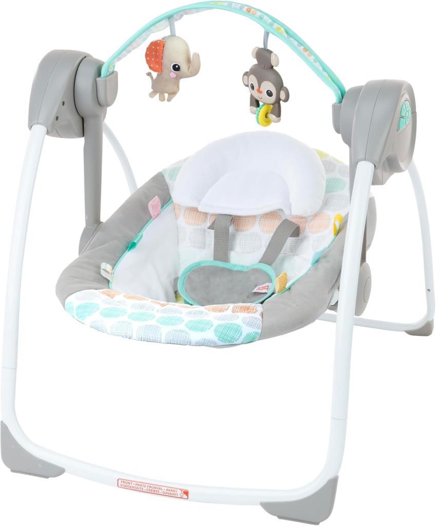 Starts Bebek Salıncağı, Uyarlanabilir Hız, Kumaş Oyuncaklar, Müzik, Çıkarılabilir Oyuncak Barı, 0-9 Ay 3-9 kg (Tuhaf Vahşi) ile Portatif Otomatik 6 Vitesli - Outlet