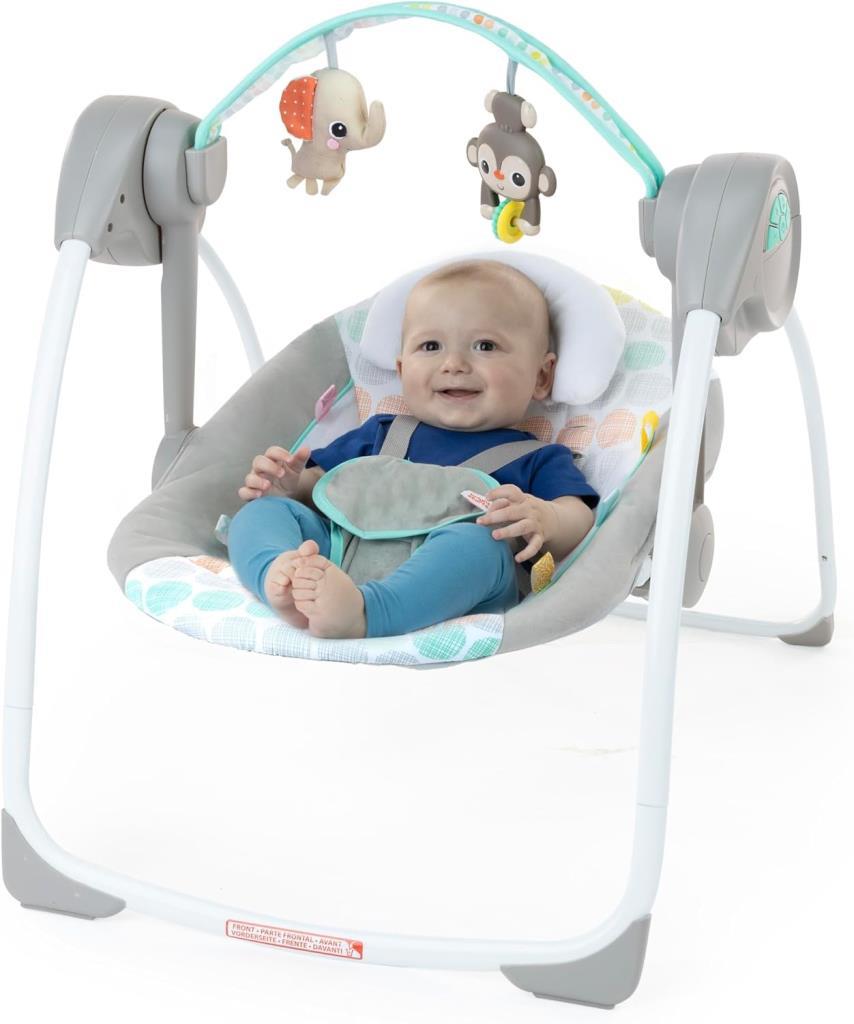 Starts Bebek Salıncağı, Uyarlanabilir Hız, Kumaş Oyuncaklar, Müzik, Çıkarılabilir Oyuncak Barı, 0-9 Ay 3-9 kg (Tuhaf Vahşi) ile Portatif Otomatik 6 Vitesli - Outlet