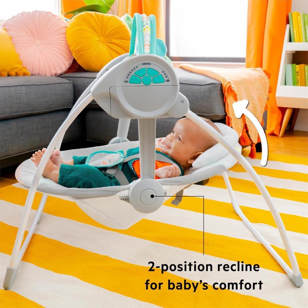 Starts Bebek Salıncağı, Uyarlanabilir Hız, Kumaş Oyuncaklar, Müzik, Çıkarılabilir Oyuncak Barı, 0-9 Ay 3-9 kg (Tuhaf Vahşi) ile Portatif Otomatik 6 Vitesli - Outlet