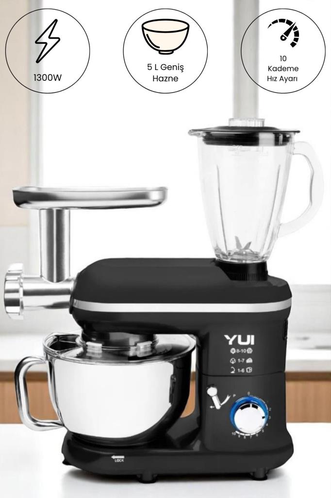 Yui M-120 Multi Fonksiyonel 1300 W 5 lt Siyah Stand Mikser Teşhir