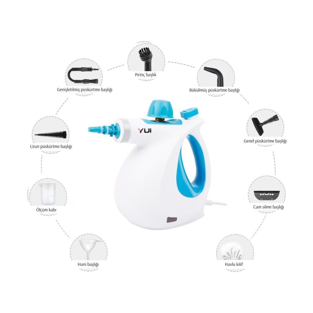Yui NV602 Mini Çok Fonksiyonlu 9 Parça Buharlı Temizlik Makinesi