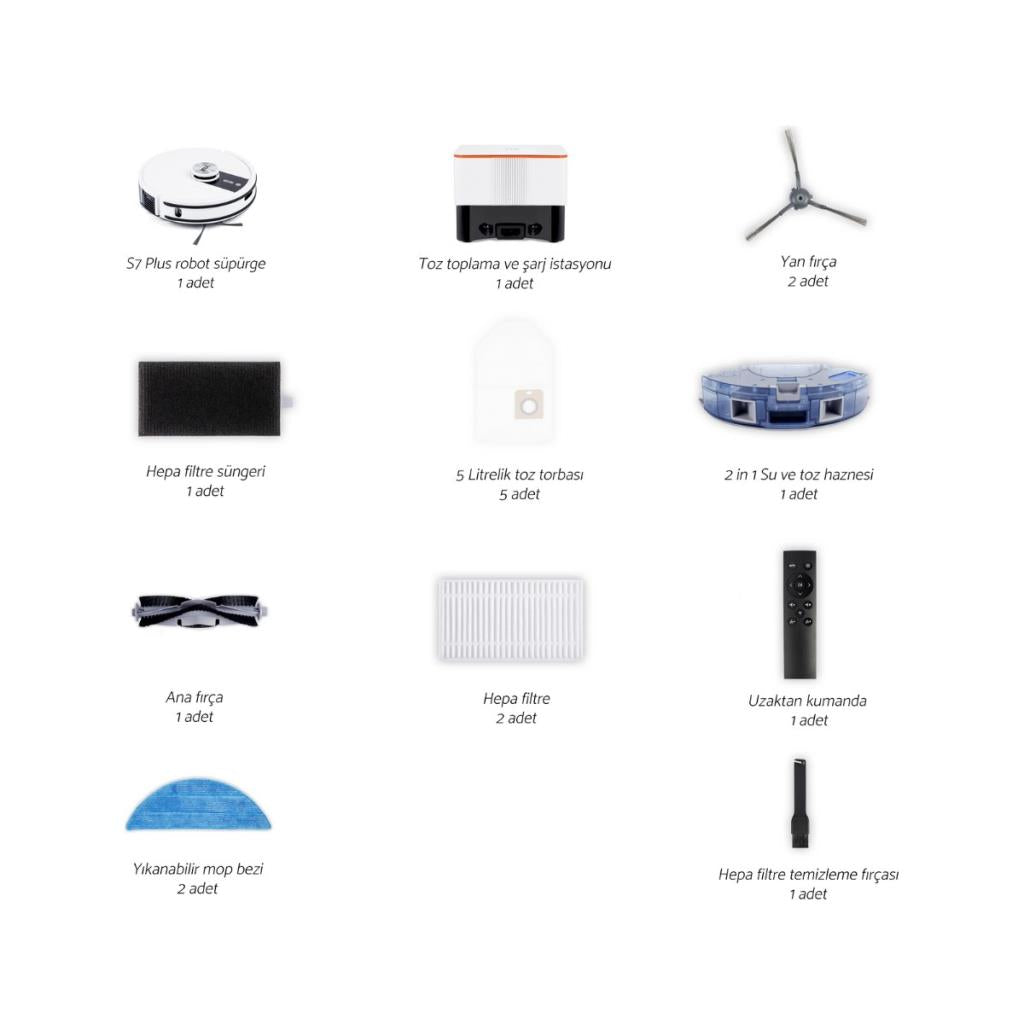 Yui S7 Plus Çöp İstasyonlu Mop Beyaz Akıllı Robot Süpürge Outlet