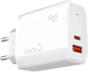 Zore Always-01 GaN Tech Type-C PD4.0 USB-A QC3.0 Hızlı Şarj Özellikli Seyahat Şarj Başlığı 65W Beyaz Teşhir