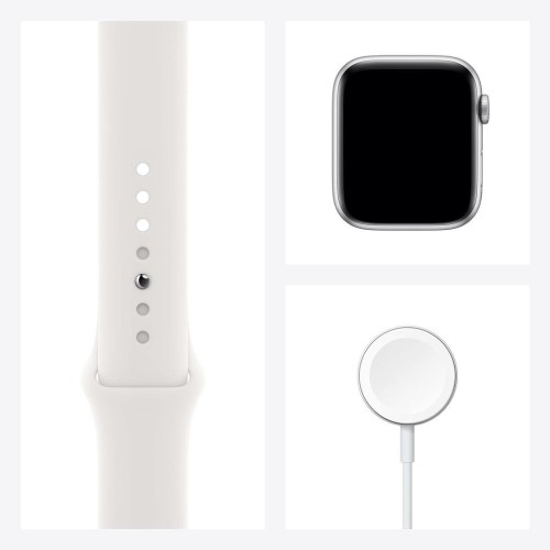 Apple Watch Series 6 GPS, 44 mm Gümüş Rengi Alüminyum Kasa ve Beyaz Spor Kordon Teşhir
