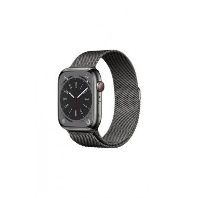 Apple Watch Series 8 GPS + Cellular 45mm Grafit Paslanmaz Çelik Kasa ve Milano Döngüsü Kordon Akıllı Saat - Outlet