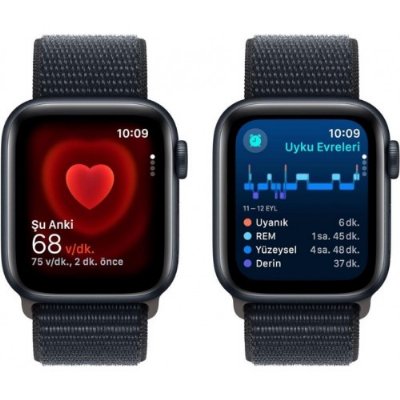 Apple Watch SE 2 2023 GPS 44mm Gece Yarısı Alüminyum Kasa ve Gece Yarısı Spor Loop Kordon Akıllı Saat - Outlet