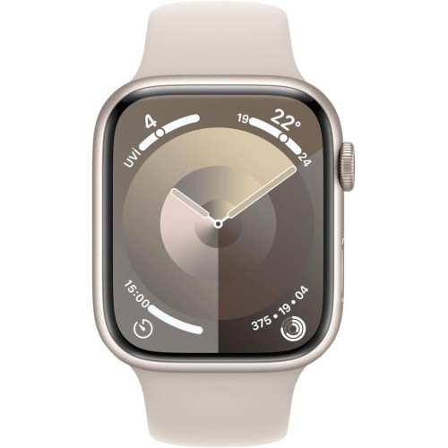 Apple Watch Series 9 GPS 45mm Yıldız Işığı Alüminyum Kasa ve Yıldız Işığı Spor Kordon Akıllı Saat Teşhir