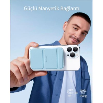 Anker 622 MagGo Mavi 5000 mAh MagSafe Powerbank Kutusuz