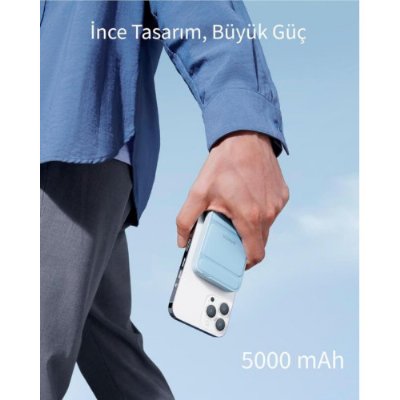 Anker 622 MagGo Mavi 5000 mAh MagSafe Powerbank Kutusuz