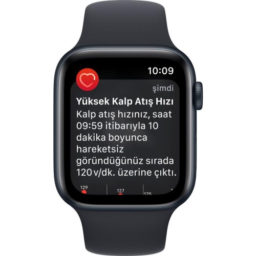 Apple Watch SE 2 GPS 44mm Gece Yarısı Alüminyum Kasa ve Spor Kordon Akıllı Saat