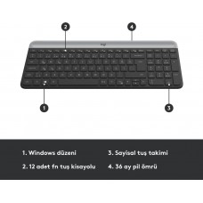 Logitech MK470 Siyah Kablosuz Klavye Mouse Seti Teşhir...