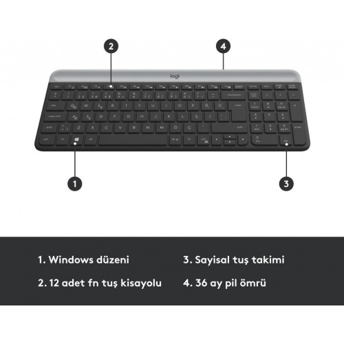 Logitech MK470 Siyah Kablosuz Klavye Mouse Seti Teşhir