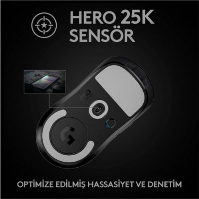 Logitech G PRO X Superlight 910-005881 Siyah Lightspeed Hero Şarjlı Optik Kablosuz Oyuncu Mouse - Outlet