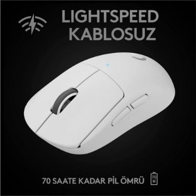 Logitech G PRO X Superlight 910-005943 Beyaz Lightspeed Hero Şarjlı Optik Kablosuz Oyuncu Mouse - Outlet