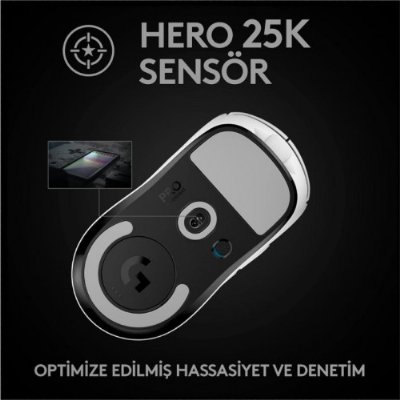 Logitech G PRO X Superlight 910-005943 Beyaz Lightspeed Hero Şarjlı Optik Kablosuz Oyuncu Mouse - Outlet