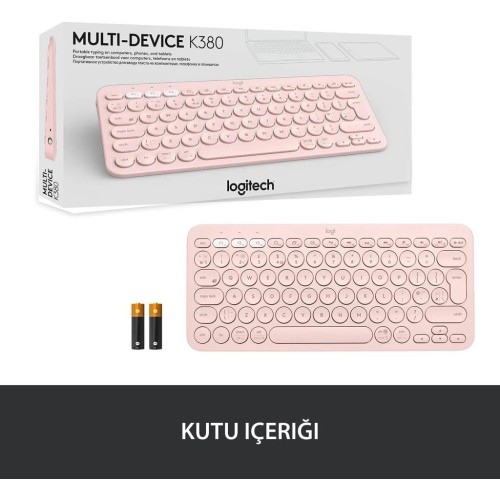 Logitech K380 Pembe Kablosuz Klavye Outlet