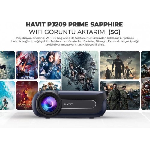 Havit PJ209 Prime Sapphire 350 Lümen Full HD Wi-Fi Android Taşınabilir Projeksiyon Cihazı Teşhir