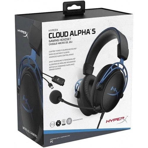 HyperX Cloud Alpha S 7.1 Kablolu Mikrofonlu Kulak Üstü Oyuncu Kulaklığı Mavi