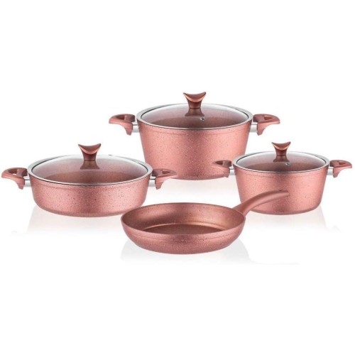 Taç TAC-3457 Master Cook Rose Gold 7 Parça Granit Tencere Seti Outlet