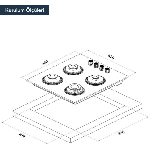 Kumtel KO-40 TAHDF Siyah Cam Ankastre Ocak-TEŞHİR