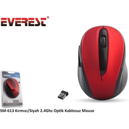 Everest SM-613 Kırmızı Optik Kablosuz Mouse-OUTLET