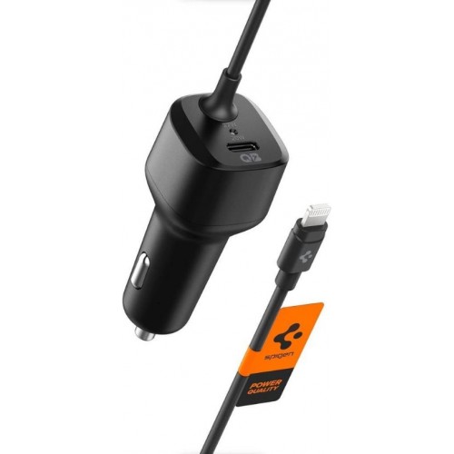 Spigen 47W USB-C 2 Port Araç içi Adaptör + Lightning Şarj Kablosu - Hızlı Şarj Aleti iPhone & iPad Type-C PC2100 - ACP04205-Outlet