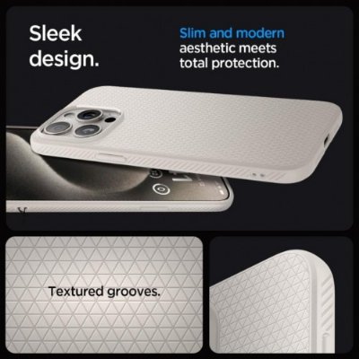 Spigen iPhone 15 Pro Max Kılıf Liquid Air Natural Titanium - ACS07212