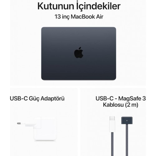 MacBook Air M3 8 GB 256 GB SSD 13.6" MRXV3TU/A Gece Yarısı