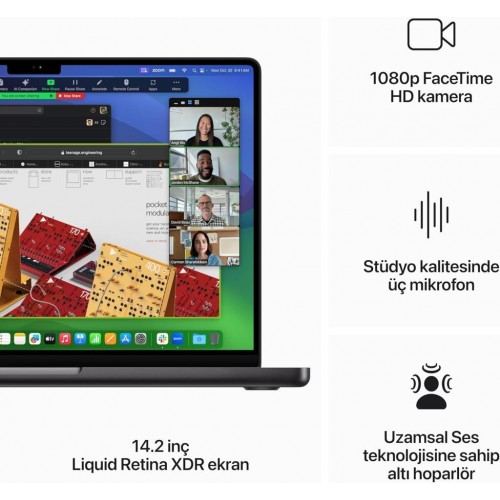 MacBook Pro M3 Pro 18 GB 512 GB SSD 14C GPU 14" MRX33TU/A Uzay Siyahı