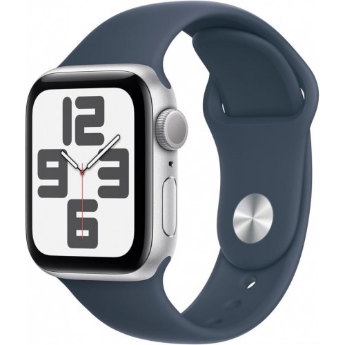 Apple Watch SE 2 2023 GPS 44mm Gümüş Rengi Alüminyum Kasa ve Fırtına Mavisi Spor Kordon Akıllı Saat M/L Outlet