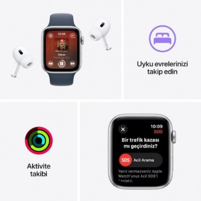 Apple Watch SE 2 2023 GPS + Cellular 40mm Gece Yarısı Alüminyum Kasa ve Gece Yarısı Spor Loop Kordon Akıllı Saat - Outlet