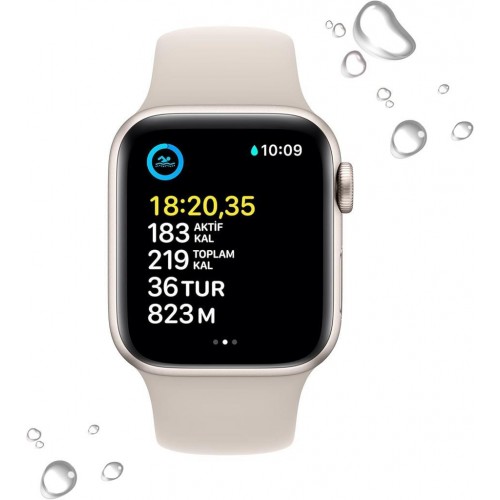 Apple Watch SE 2 GPS 40mm Yıldız Işığı Alüminyum Kasa ve Spor Kordon Akıllı Saat-teşhir