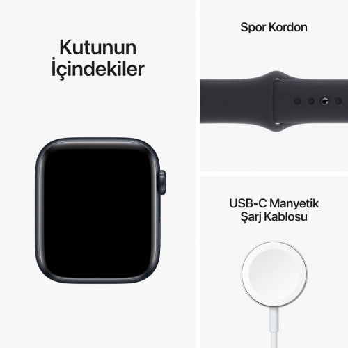 Apple Watch SE 2 GPS 44mm Gece Yarısı Alüminyum Kasa ve Spor Kordon Akıllı Saat