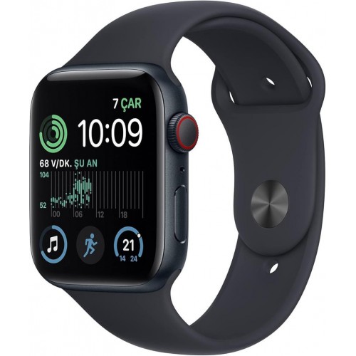 Apple Watch SE 2 GPS 44mm Gece Yarısı Alüminyum Kasa ve Spor Kordon Akıllı Saat