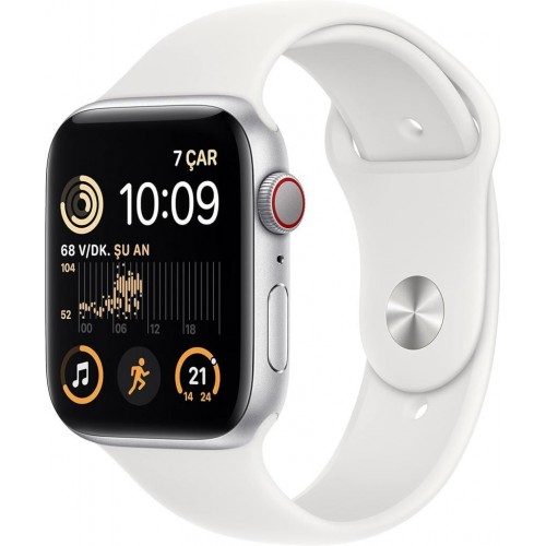 Apple Watch SE 2 GPS + Cellular 44mm Gümüş Rengi Alüminyum Kasa ve Spor Kordon Akıllı Saat