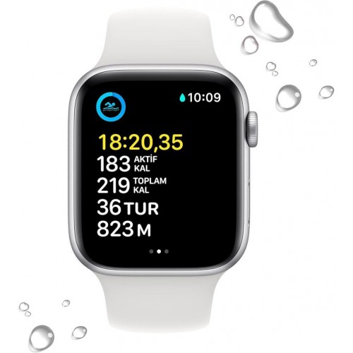 Apple Watch SE 2 GPS + Cellular 44mm Gümüş Rengi Alüminyum Kasa ve Spor Kordon Akıllı Saat