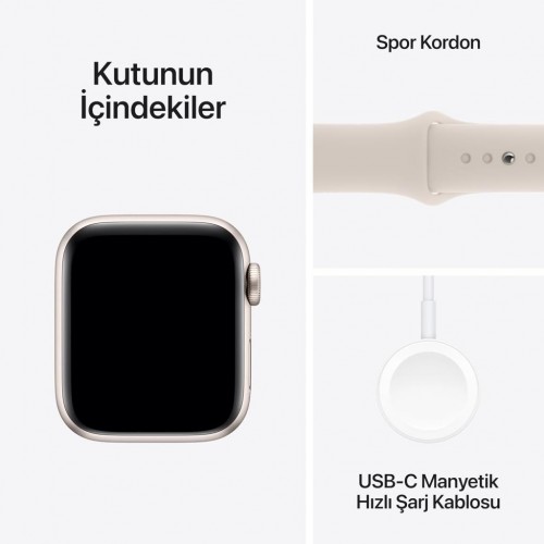 Apple Watch SE 2 GPS 44mm Yıldız Işığı Alüminyum Kasa ve Spor Kordon Akıllı Saat - Outlet