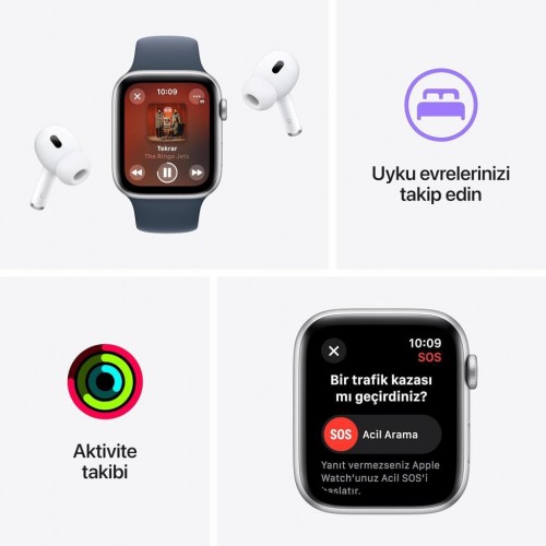 Apple Watch SE 2 GPS 44mm Yıldız Işığı Alüminyum Kasa ve Spor Kordon Akıllı Saat - Outlet