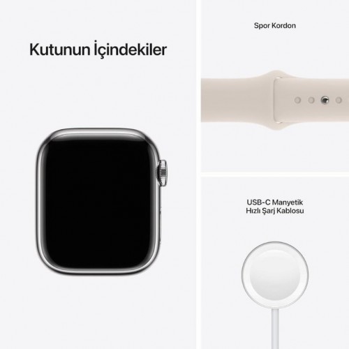 Apple Watch Series 7 GPS + Cellular 41mm Yıldız Işığı Alüminyum Kasa ve Spor Kordon Akıllı Saat - Teşhir