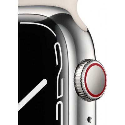 Apple Watch Series 7 GPS + Cellular 45mm Gümüş Paslanmaz Çelik Kasa ve Spor Kordon Akıllı Saat Teşhir